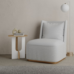 Mesa auxiliar Luna roble blanco Practica Hogar