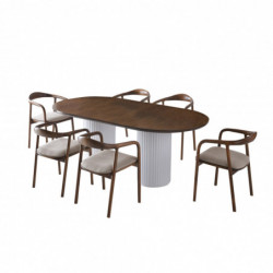 Mesa comedor Li-931 blanco nogal Practica Hogar