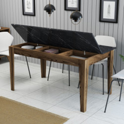 Mesa comedor Milan 518 negro nogal Practica Hogar