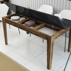 Mesa comedor Milan 518 negro nogal Practica Hogar