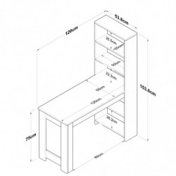 Mesa de cocina JA102 2344 blanco nogal Practica Hogar