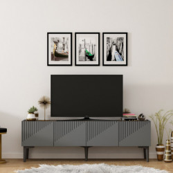 Mueble TV Draw Antracita Nogal Practica Hogar