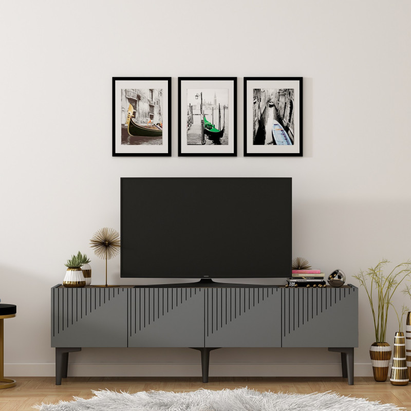 Mueble TV Draw Antracita Nogal Practica Hogar Mueble TV Draw Antracita Nogal Practica Hogar