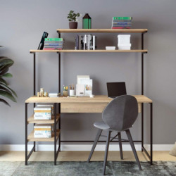 Escritorio de estudio Brugg L248 roble negro Practica Hogar