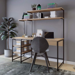 Escritorio de estudio Brugg L248 roble negro Practica Hogar