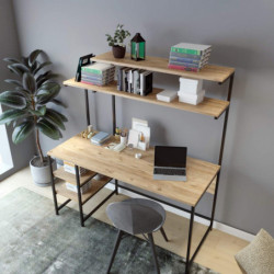 Escritorio de estudio Brugg L248 roble negro Practica Hogar