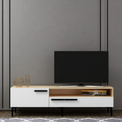 Mueble TV Zera Roble Blanco Practica Hogar