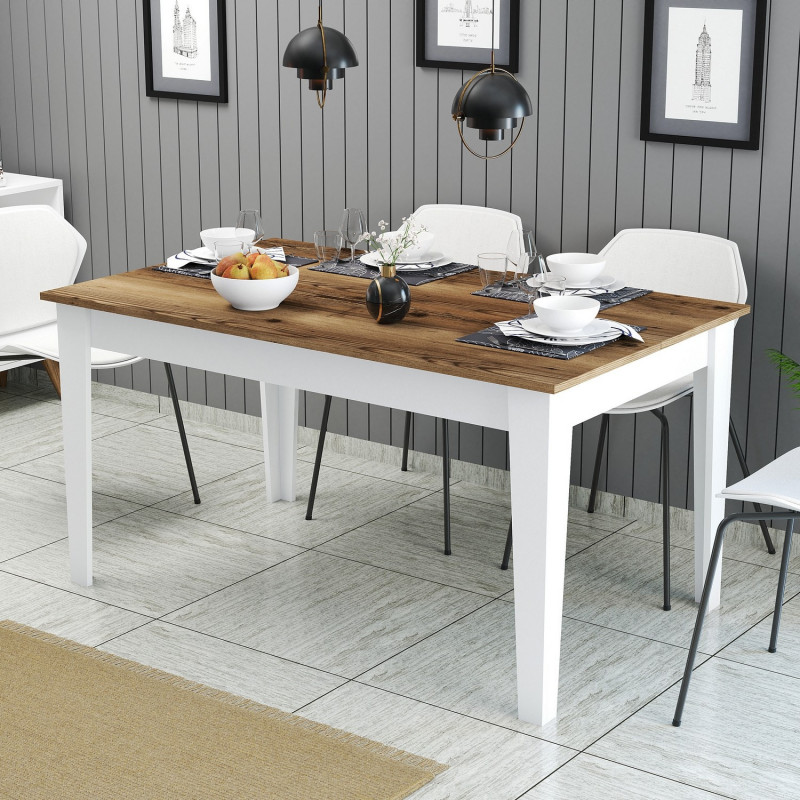 Mesa comedor Milan 520 blanco nogal Practica Hogar Mesa comedor Milan 520 blanco nogal Practica Hogar