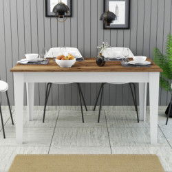 Mesa comedor Milan 520 blanco nogal Practica Hogar
