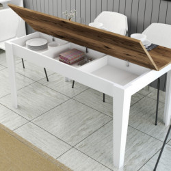 Mesa comedor Milan 520 blanco nogal Practica Hogar