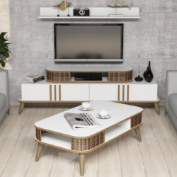 Conjunto de muebles de salón Eylül blanco Practica Hogar