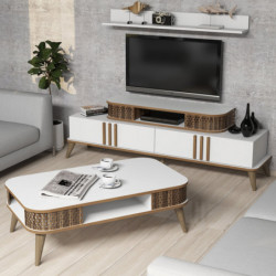 Conjunto de muebles de salón Eylül blanco Practica Hogar