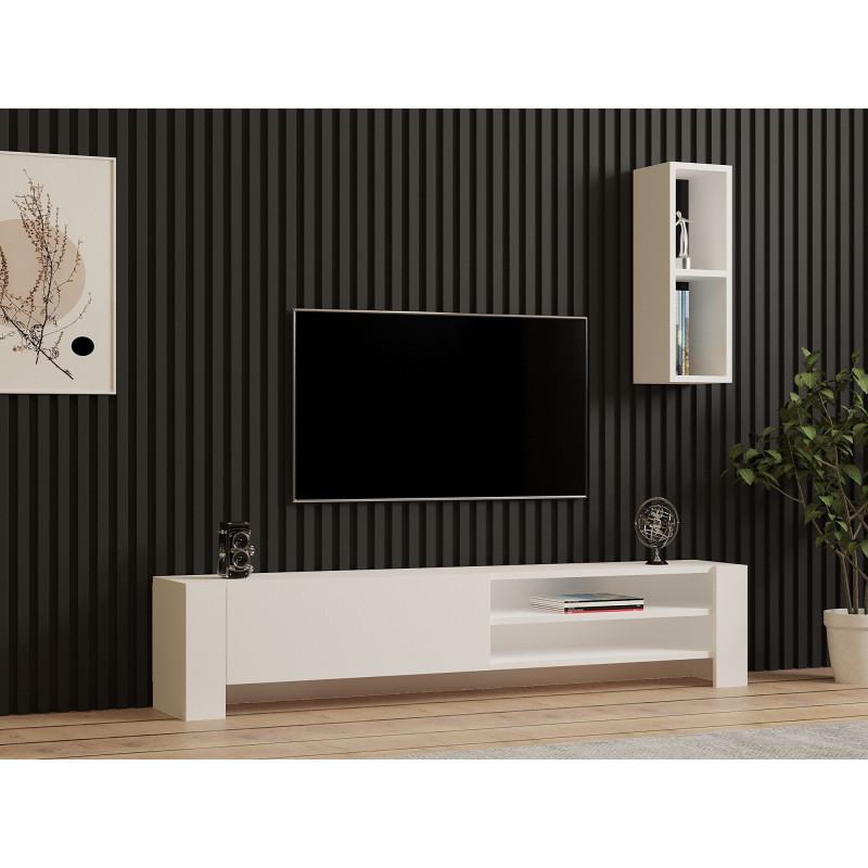 Mueble TV con estante Naz blanco Practica Hogar Mueble TV con estante Naz blanco Practica Hogar