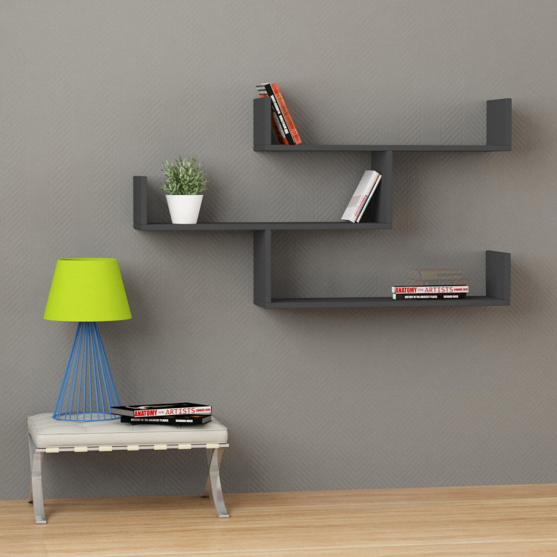 Estante de pared Tibet antracita Practica Hogar Estante de pared Tibet antracita Practica Hogar