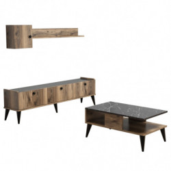Conjunto de muebles de salón Lidya 1 mármol nogal Practica Hogar