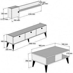 Conjunto de muebles de salón Lidya 1 mármol nogal Practica Hogar