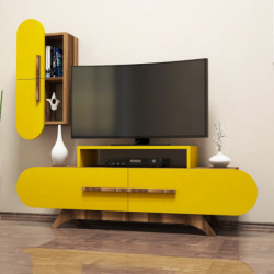 Mueble TV con estante Rose S amarillo nogal Practica Hogar