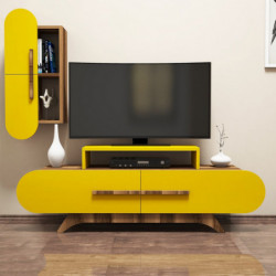 Mueble TV con estante Rose S amarillo nogal Practica Hogar