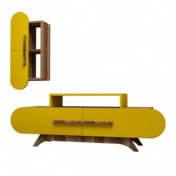 Mueble TV con estante Rose S amarillo nogal Practica Hogar