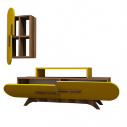 Mueble TV con estante Rose S amarillo nogal Practica Hogar