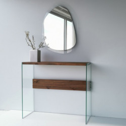Consola Niagara cristal madera color nogal Practica Hogar