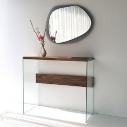 Consola Niagara cristal madera color nogal Practica Hogar