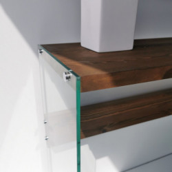 Consola Niagara cristal madera color nogal Practica Hogar