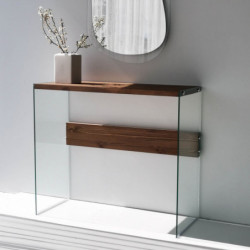 Consola Niagara cristal madera color nogal Practica Hogar
