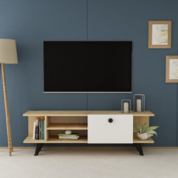 Mueble TV İdil Roble Blanco Practica Hogar