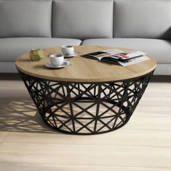 Mesa de centro Stil Metal Ferforje roble negro Practica Hogar