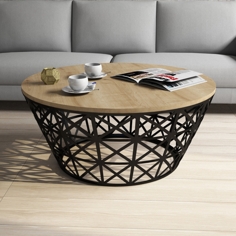 Mesa de centro Stil Metal Ferforje roble negro Practica Hogar Mesa de centro Stil Metal Ferforje roble negro Practica Hogar