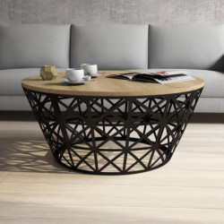 Mesa de centro Stil Metal Ferforje roble negro Practica Hogar