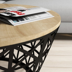 Mesa de centro Stil Metal Ferforje roble negro Practica Hogar