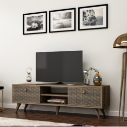 Mueble TV New York Nogal Antracita Practica Hogar