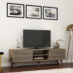 Mueble TV New York Nogal Antracita Practica Hogar