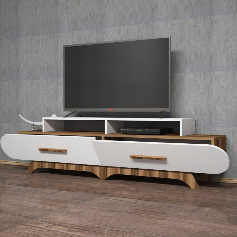 Mueble TV Flora blanco nogal Practica Hogar Mueble TV Flora blanco nogal Practica Hogar