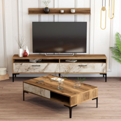 Conjunto de muebles de salón istanbul blanco nogal Practica Hogar