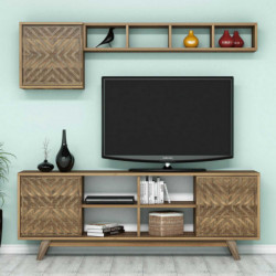 Mueble TV con estante İnci nogal Practica Hogar