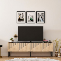Mueble TV Draw Roble Zafiro Mármol negro Practica Hogar