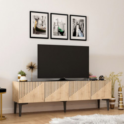 Mueble TV Draw Roble Zafiro Mármol negro Practica Hogar