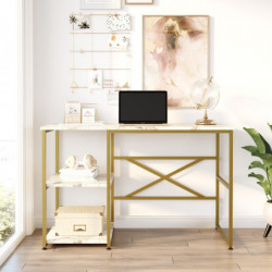 Escritorio de estudio VG23-GE dorado mármol blanco Practica Hogar