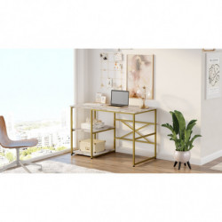 Escritorio de estudio VG23-GE dorado mármol blanco Practica Hogar