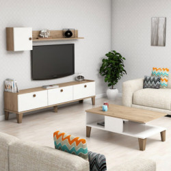Conjunto de muebles de salón Sumer 1 roble blanco Practica Hogar