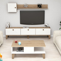 Conjunto de muebles de salón Sumer 1 roble blanco Practica Hogar