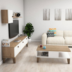 Conjunto de muebles de salón Sumer 1 roble blanco Practica Hogar