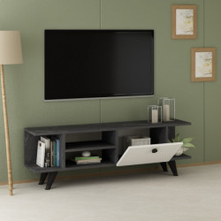 Mueble TV İdil Negro Mármol Blanco Practica Hogar