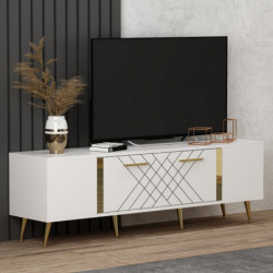 Mueble TV Detas Blanco Oro Practica Hogar