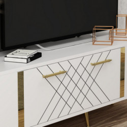 Mueble TV Detas Blanco Oro Practica Hogar