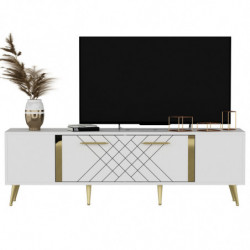 Mueble TV Detas Blanco Oro Practica Hogar