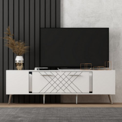 Mueble TV Detas Blanco Plata Practica Hogar